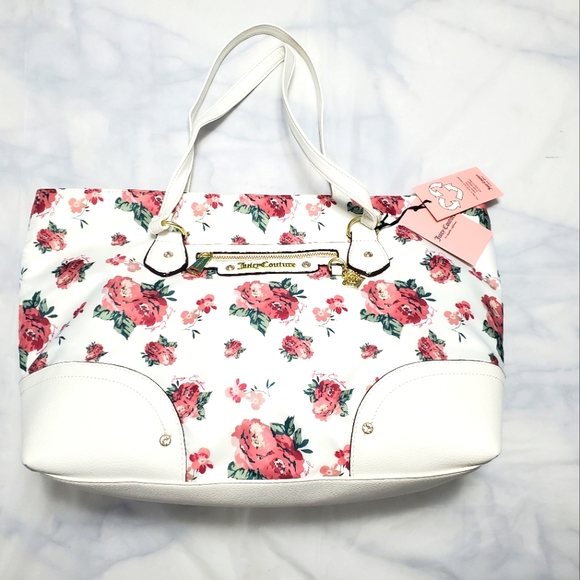 Juicy Couture Handbags - Juicy Couture NWT White With Rose Large Light